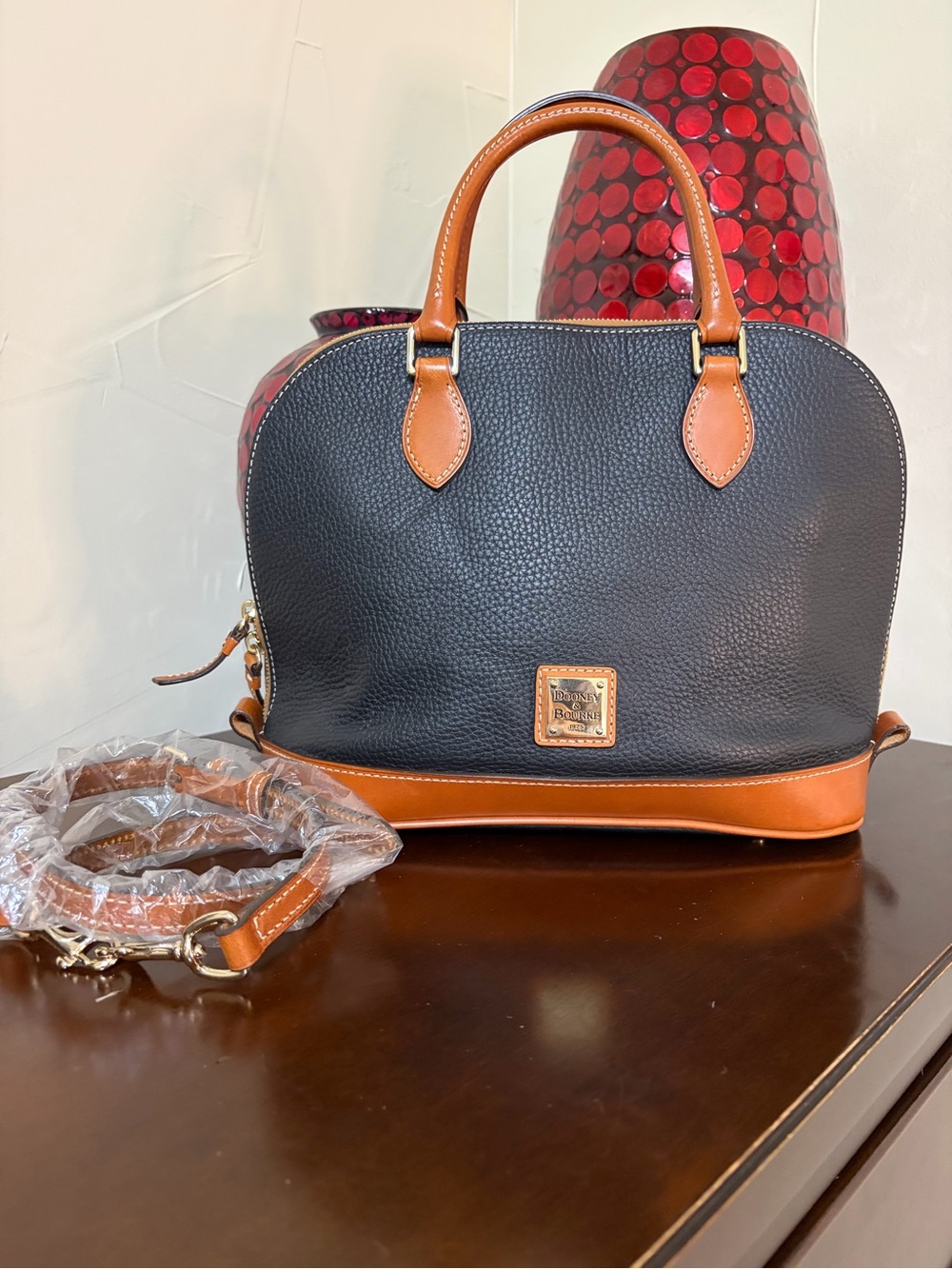 Dooney & Bourke Gray Pebbled Grain Leather  Zip Zip Satchel
